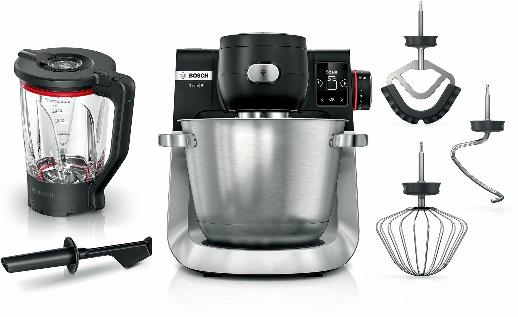 Bosch Serie 6 MUMS6ZS17 virtuvinis kombainas 1600 W 5,5 L Juoda, Nerūdijančiojo plieno