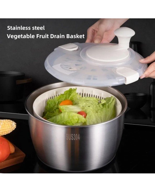 Nerūdijančio plieno daržovių vaisių džiovintuvas Dehidratorius Salad Spinner