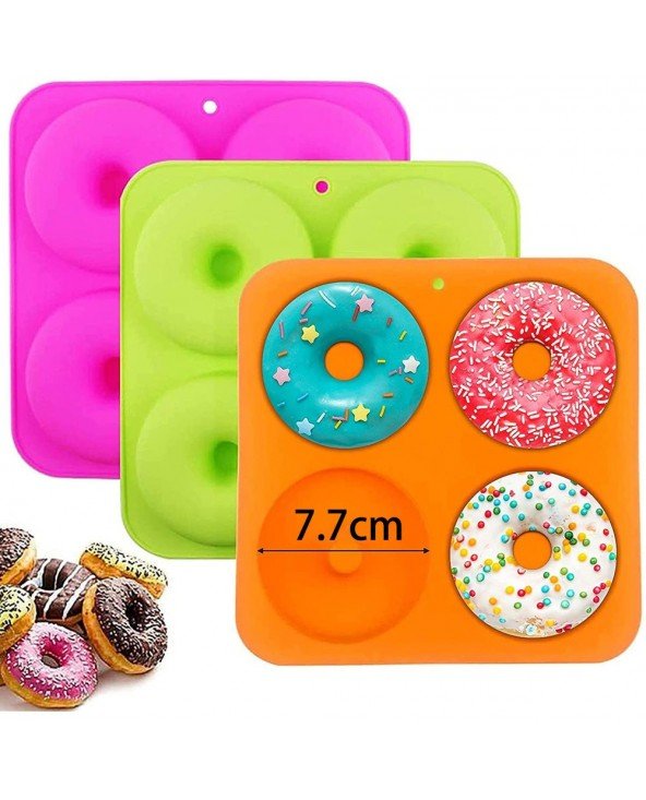 4 skylės Torto forma 3D Silikono Nelimpančios Bagel Pan Konditerijos gaminiai Šokoladiniai keksiukai Donuts Maker