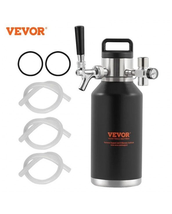 Alaus čiaupo sistema „Beer Growler“ iš 304 nerūdijančio plieno su slėgio indikatoriumi, sandariu žiedu