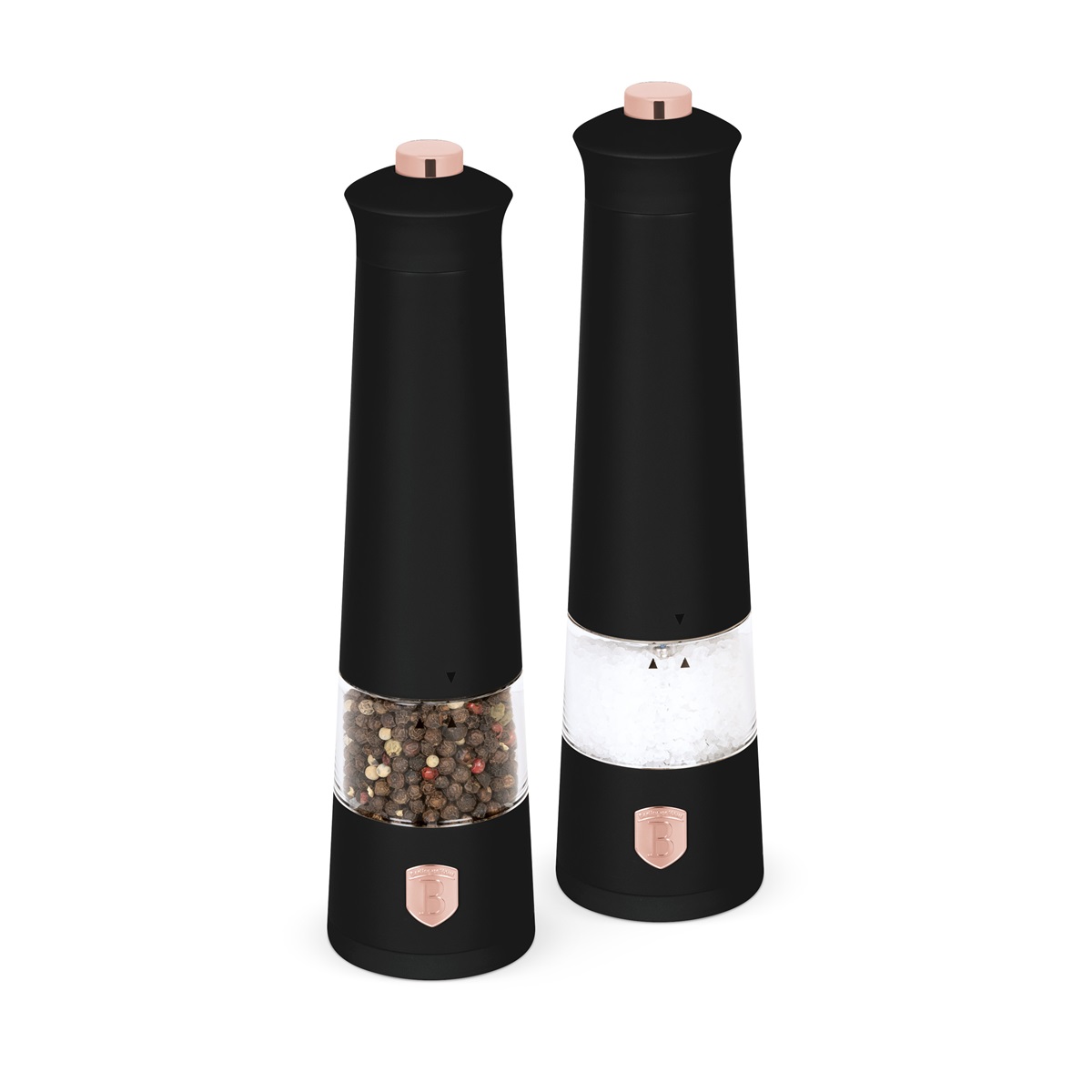 Pipirų ir druskos elektrinių malūnėlių komplektas (2 vnt.) Berlinger Haus Black Rose Collection BH-9499