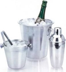 Bar set 2 x ice bucket, shaker, pliers