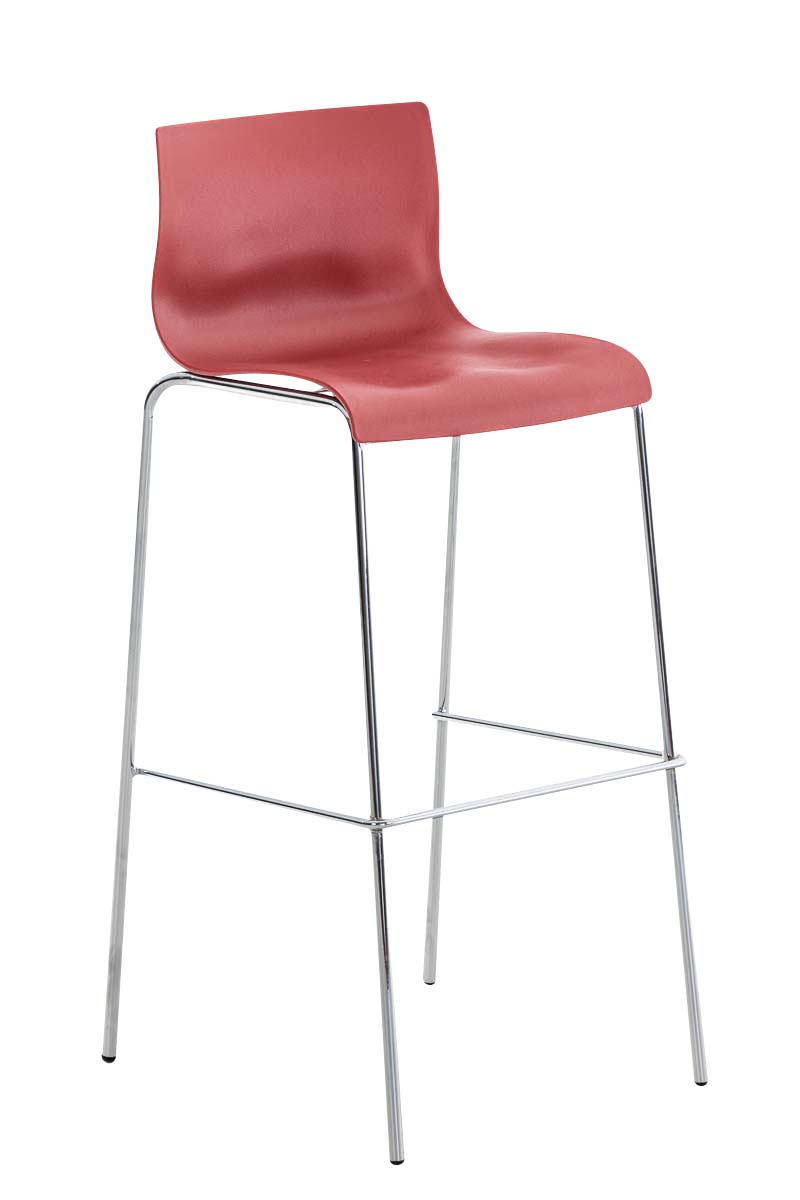 Baro kėdė "Hover" plastikinis 4 kojų rėmas raudona, chromuota