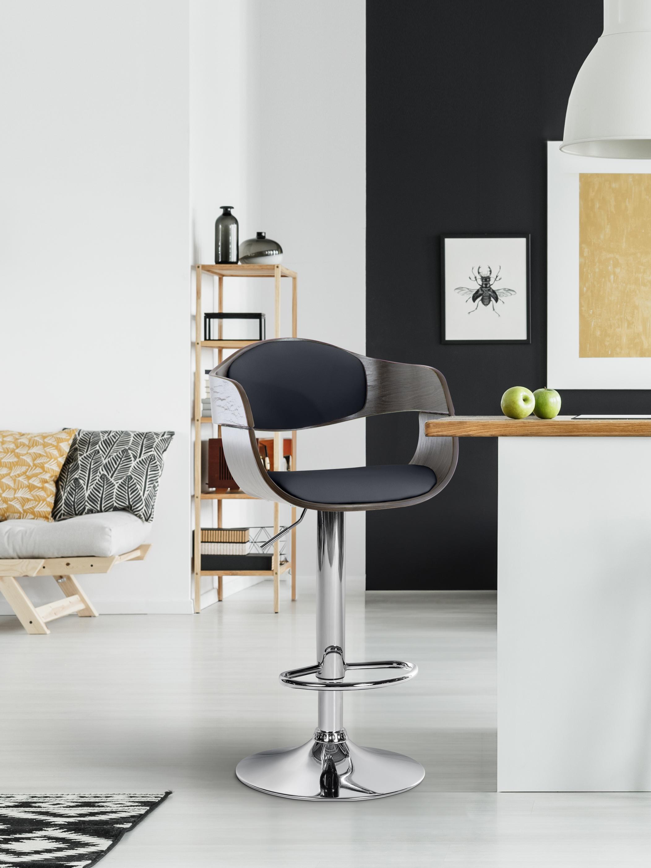 Baro taburetė "Kingston Leatherette" juoda/pilka
