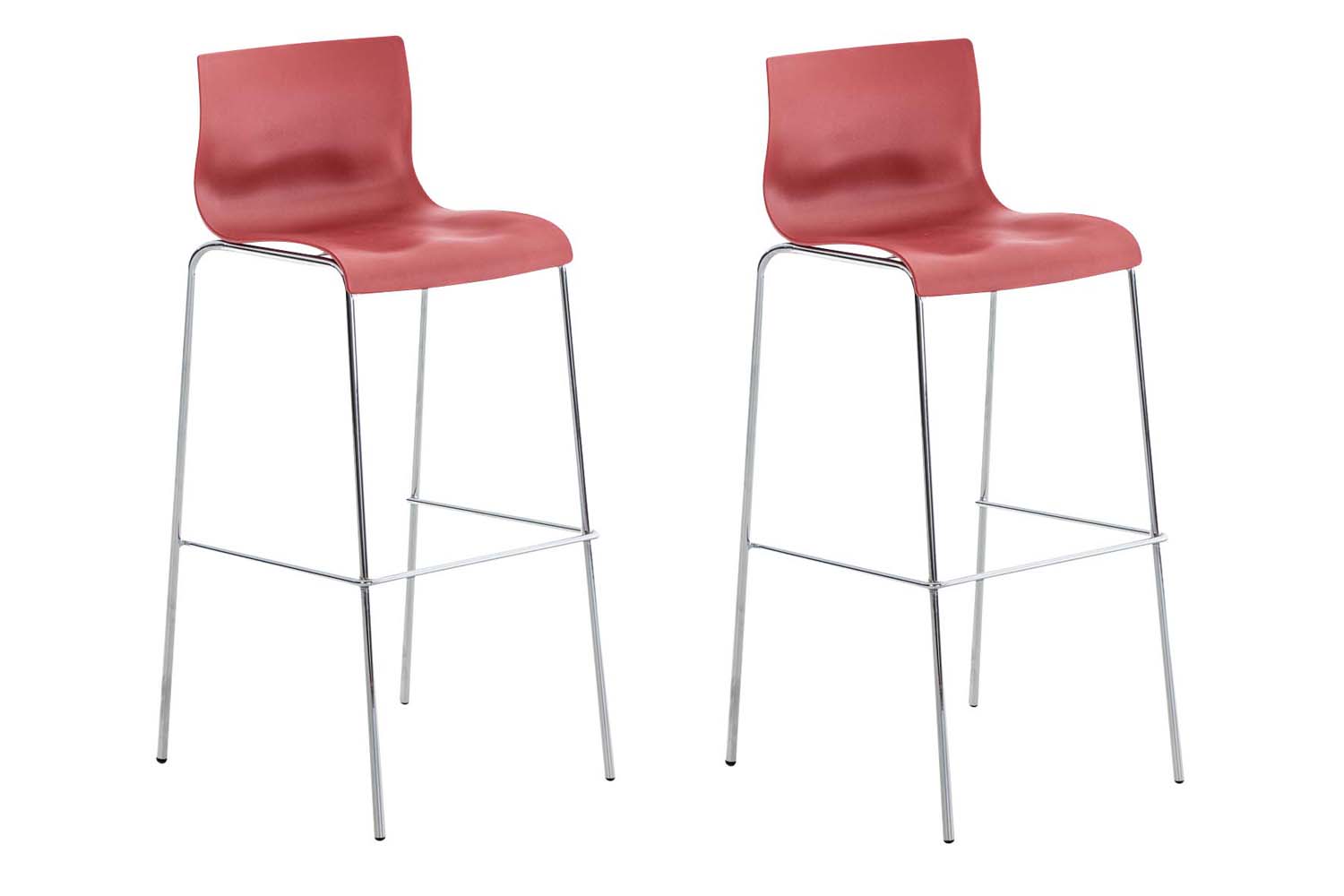 2 baro kėdžių rinkinys HOVER plastikinis 4 kojų rėmas raudonas, chromuotas