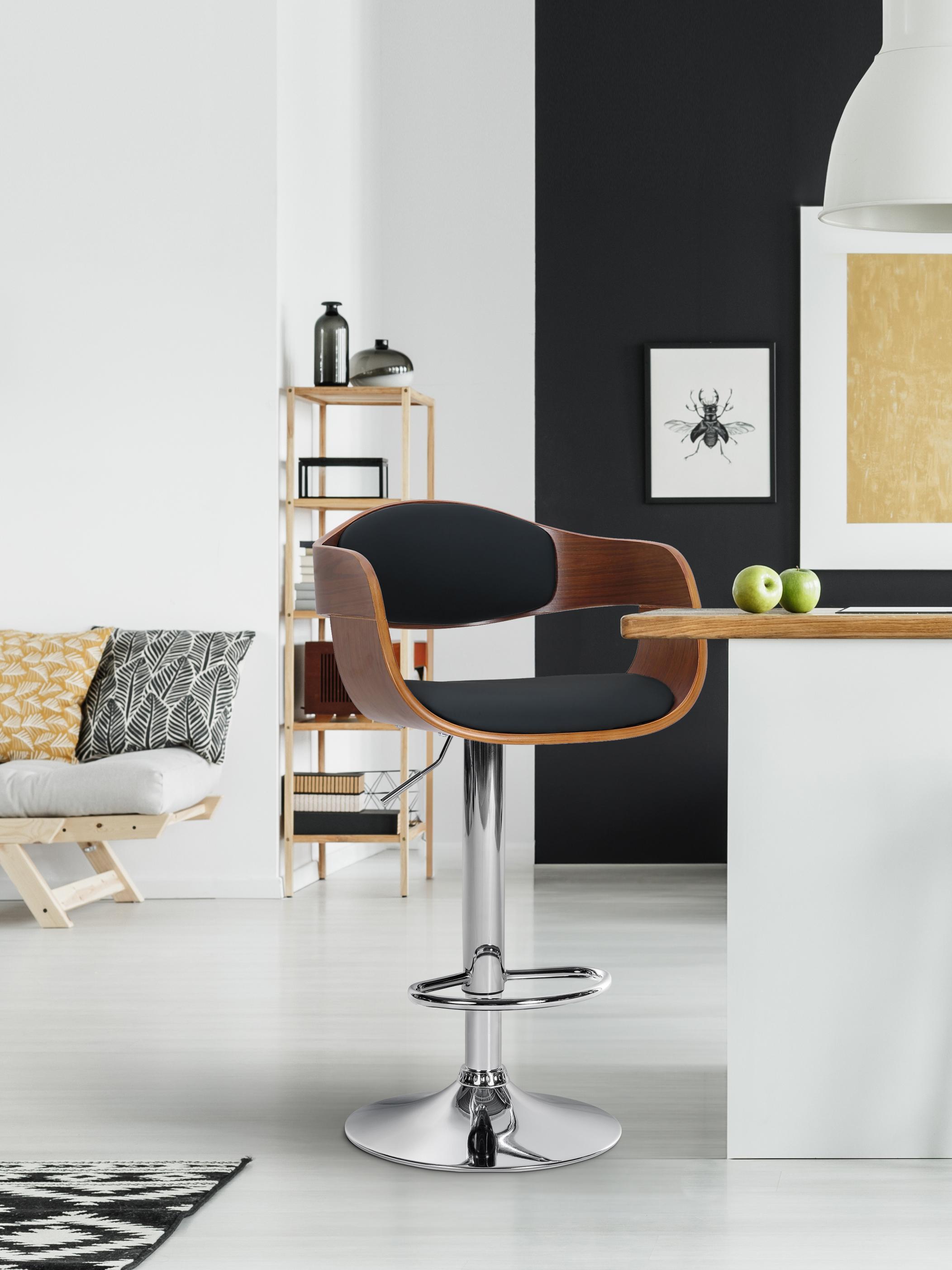Baro kėdė "Kingston Leatherette" riešutmedžio/juoda
