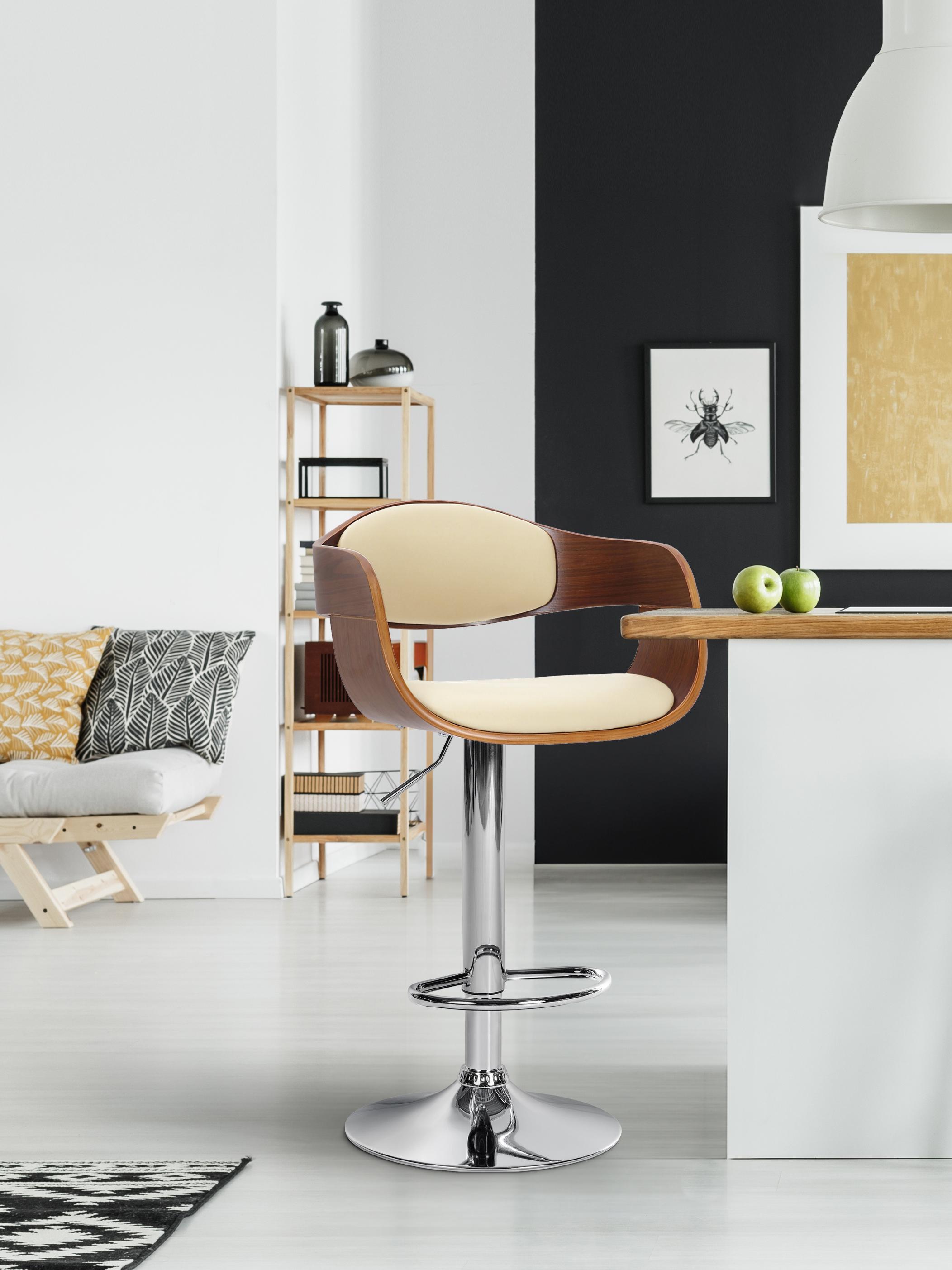 Baro taburetė "Kingston Leatherette" riešutmedžio / kreminės spalvos