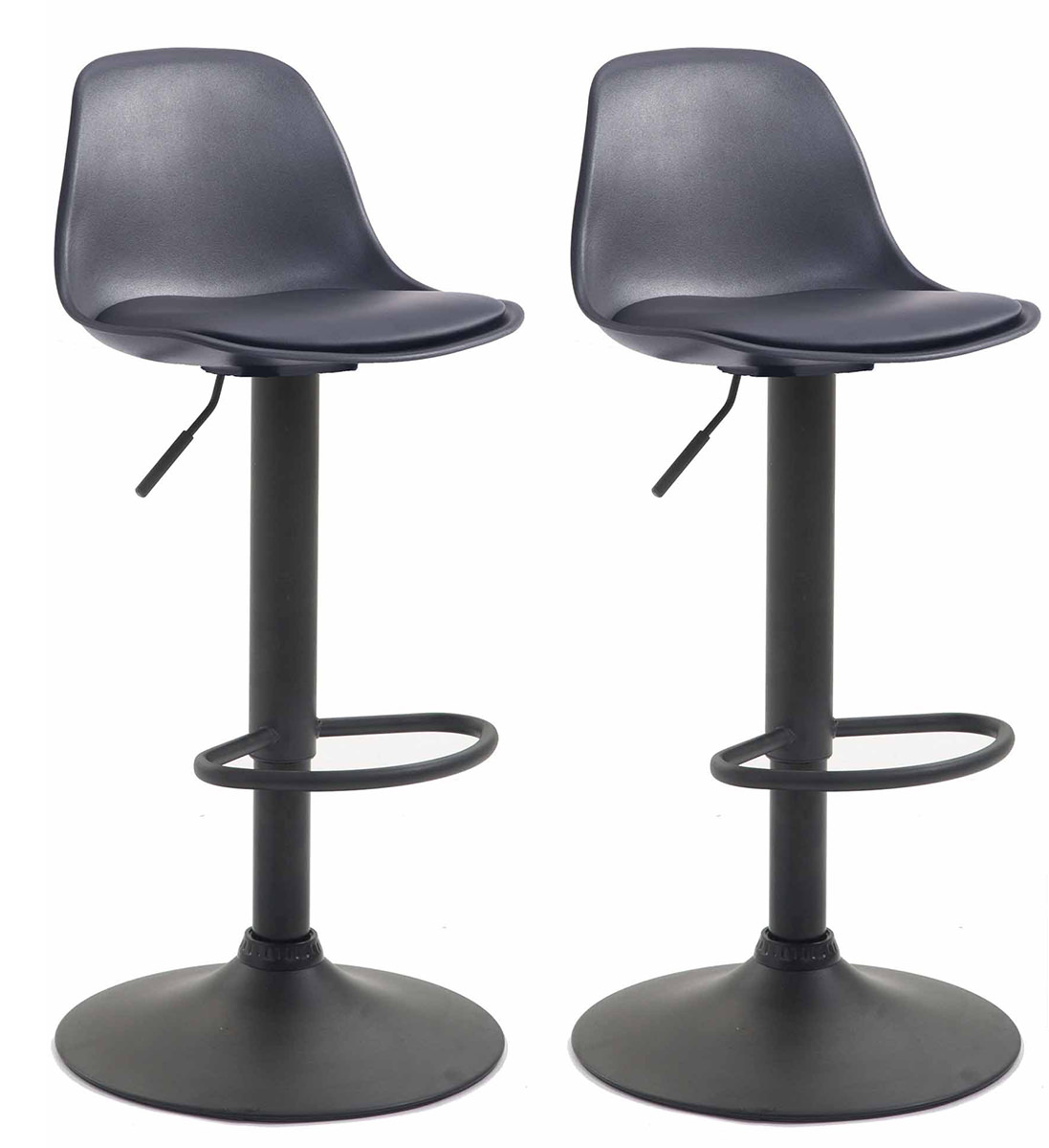 2 "Kiel" plastikinių baro kėdžių rinkinys, juodas
