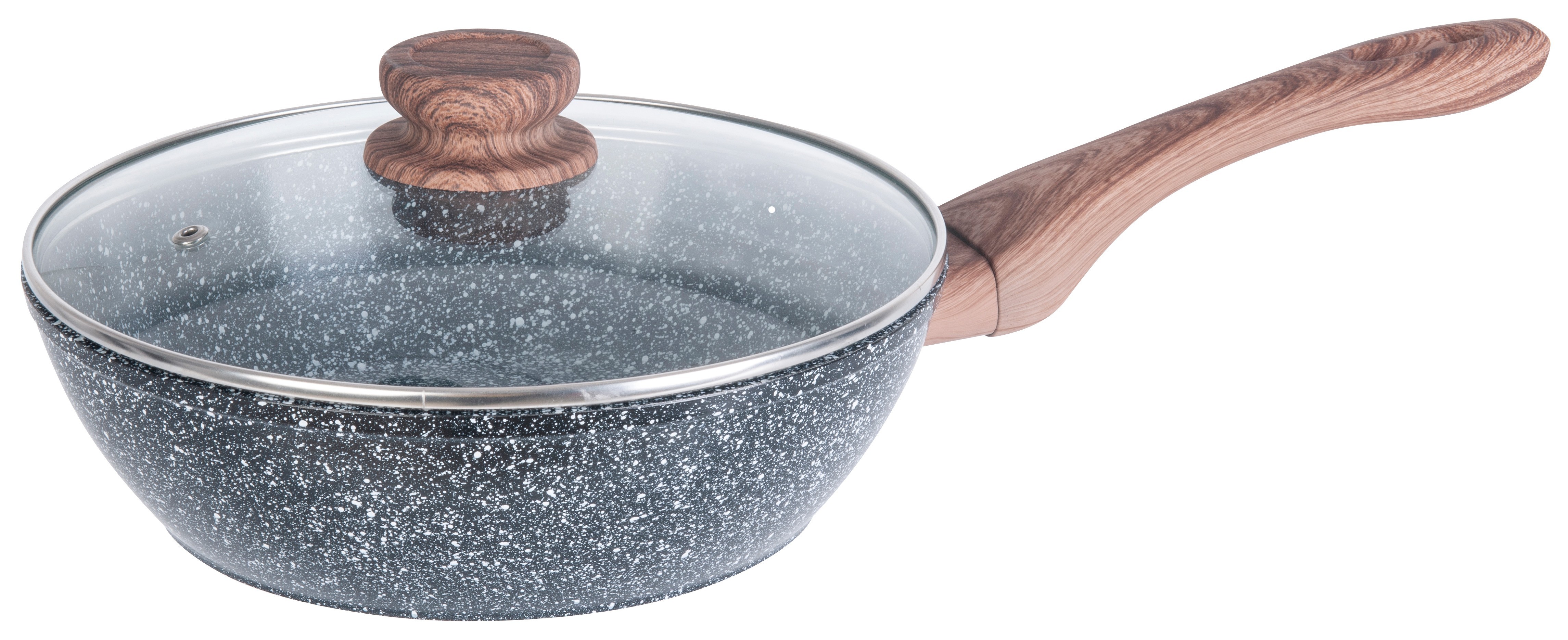 Kinghoff 22 cm Wok Keptuvė su Dangčiu ir Marmuro Danga KH-1583