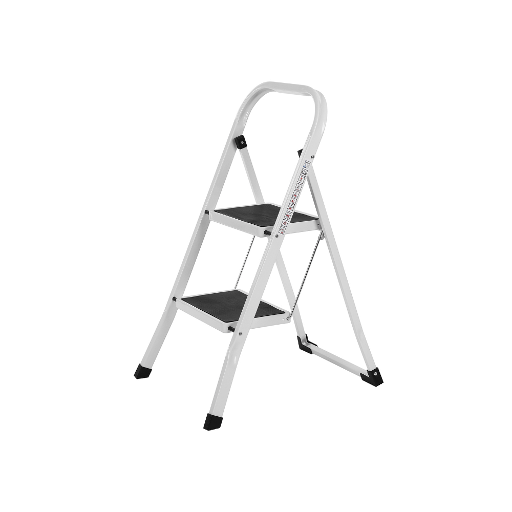 Dviejų pakopų kopetėlės | Plieninės | 90 cm | Balta