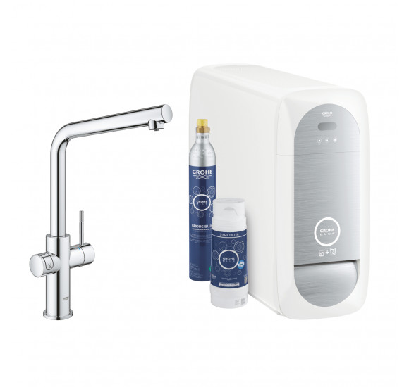 Grohe Blue Home L formos maišytuvas plautuvei 378 mm su bluetooth ir WIFI : Spalva - Šlifuotas paviršius - juodos