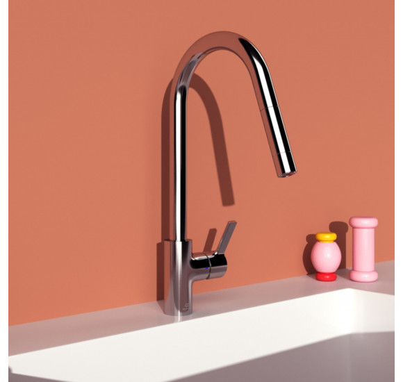 Virtuvinis maišytuvas Ideal Standard Gusto BD414AA, su ištraukiama žarna, pasirenkama spalva : Spalva - Šlifuotas paviršius - vario