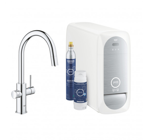 Grohe Blue Home C formos maišytuvas plautuvei 419mm su bluetooth ir WIFI : Spalva - Nerūdijančio plieno