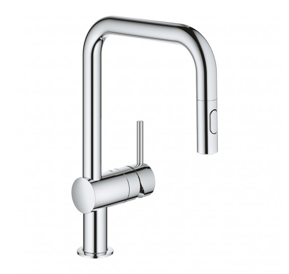 Grohe Minta U formos maišytuvas plautuvei su ištraukiama žarna : Spalva - Nerūdijančio plieno