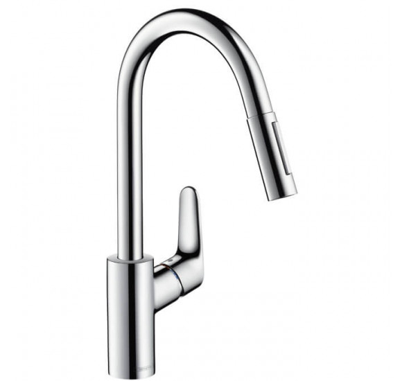 Hansgrohe Focus virtuvinis maišytuvas plautuvei su ištraukiamu dušeliu, pasirenkama spalva : Spalva - Chromas