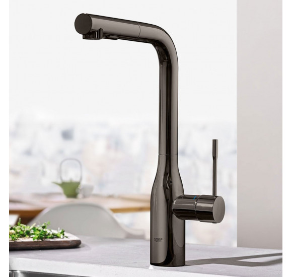 Grohe Essence virtuvinis maišytuvas su ištraukiamu dušeliu, pasirenkama spalva : Spalva - Šlifuotas paviršius - aukso