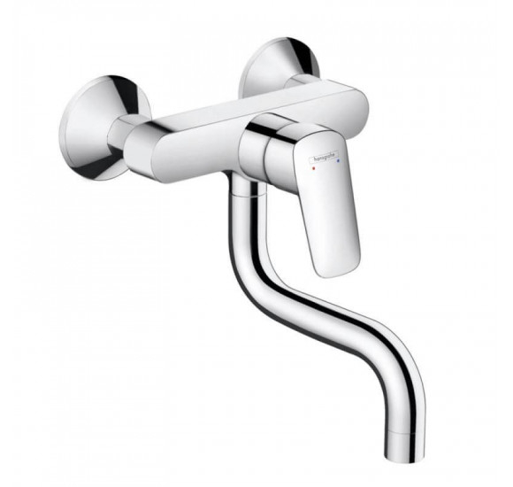 Maišytuvas plautuvei Hansgrohe Logis montuojamas į sieną (71836000) : Spalva - Chromas