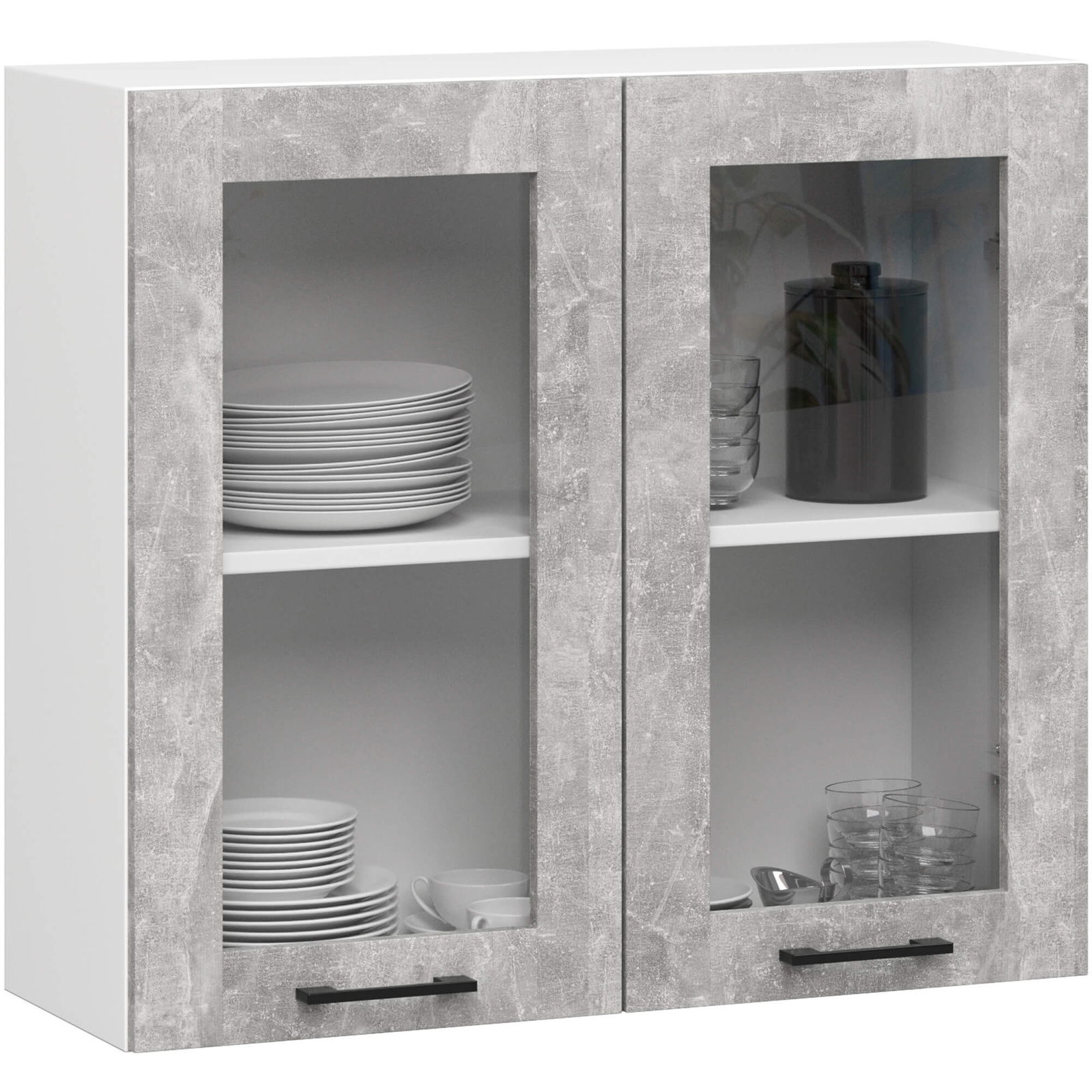 Pakabinama virtuvės spintelė OLIVIA W80, H72 cm, balta/pilka