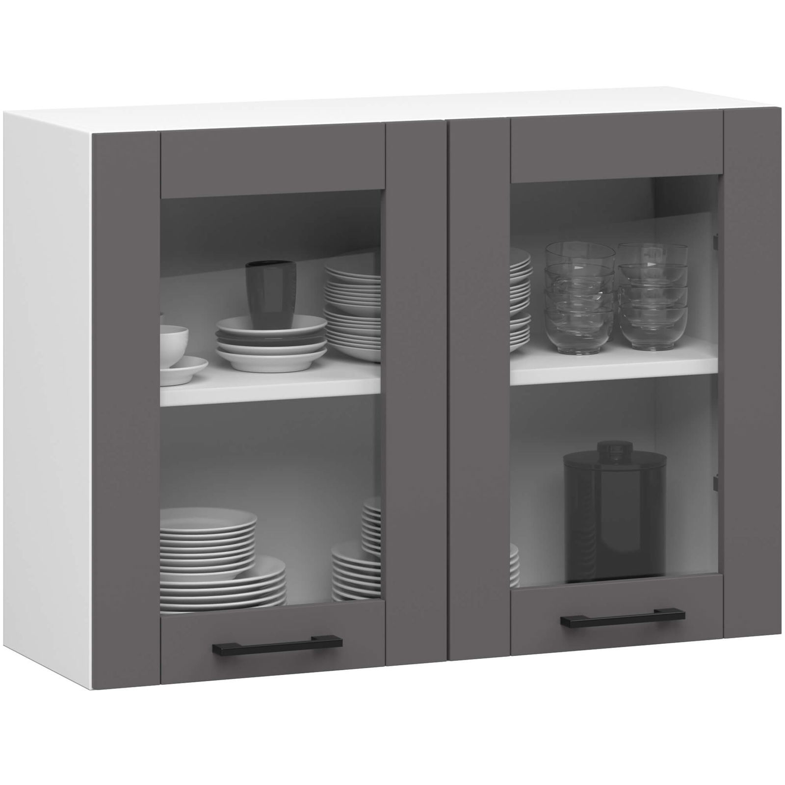Pakabinama virtuvės spintelė OLIVIA W80, H58 cm, balta/pilka