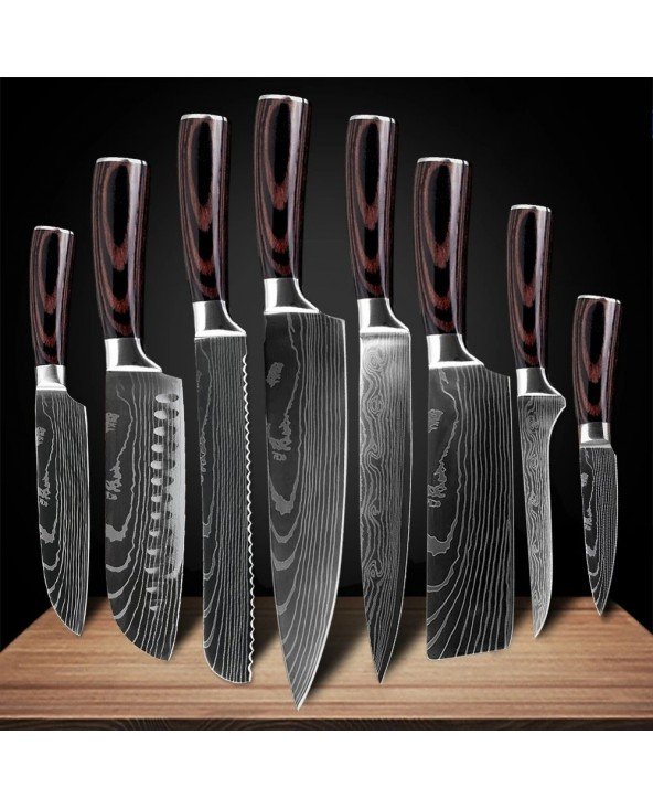 Virtuvės peilių rinkinys Profesionalus virėjo japonų peilis 7CR17 Damasko peilis Cleaver Mėsa Žuvis Vištienos Daržovių Vaisių