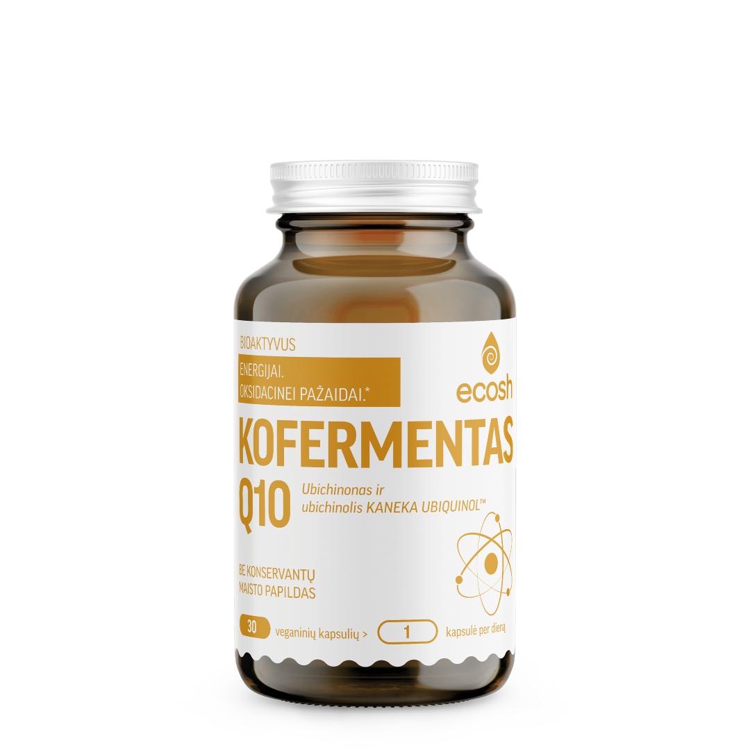 ECOSH Kofermentas Q10, ubichinonas ir ubichinolis Kaneka Ubiquinol™, 30 kapsulių