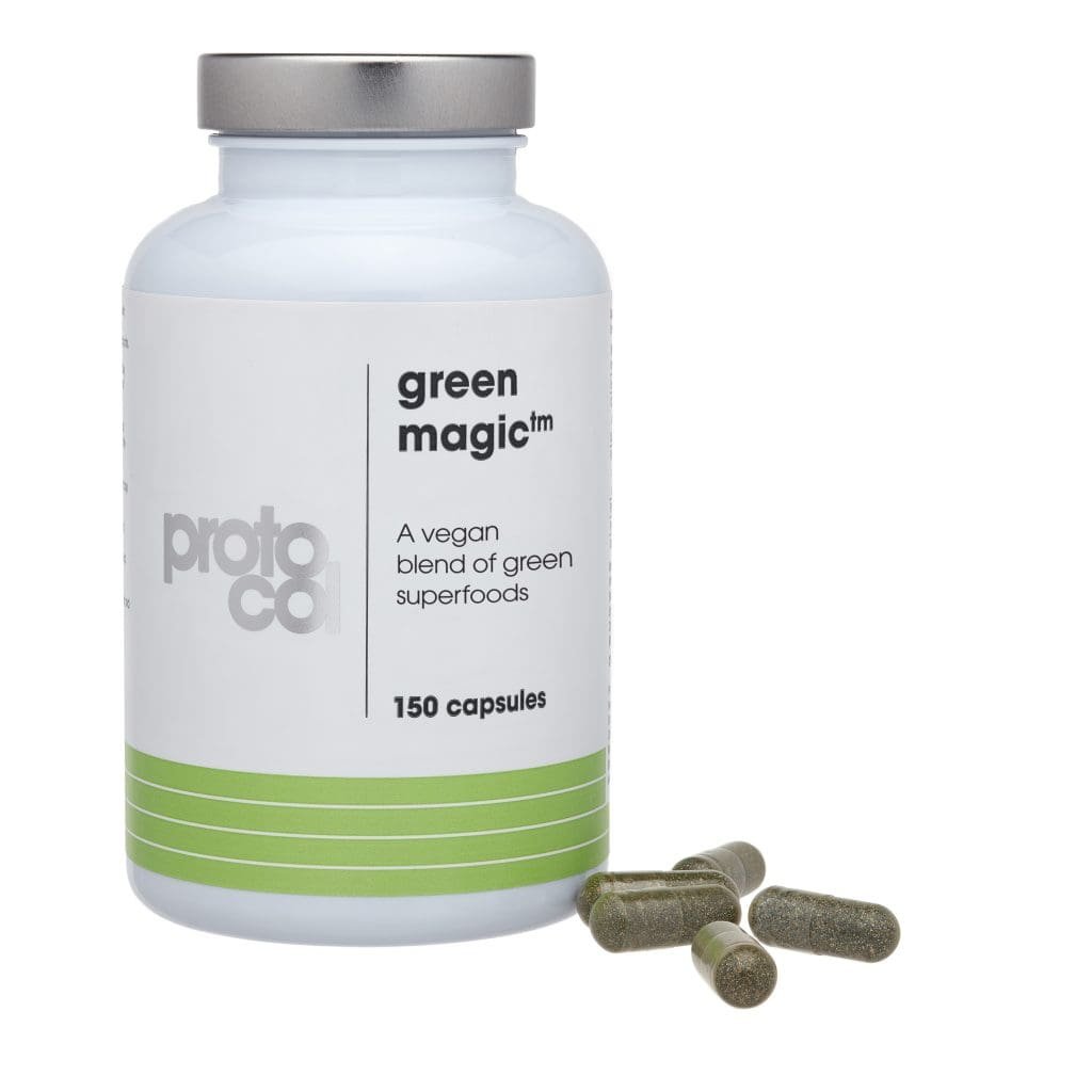 Proto-Col Green Magic, veganiškas žaliųjų supermaisto produktų mišinys, 150 kapsulių