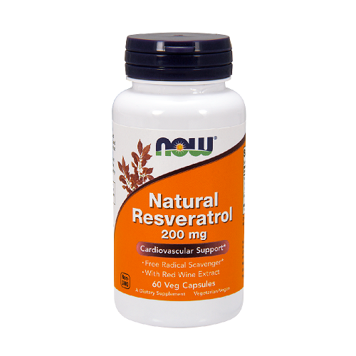 NOW Natural Resveratrol 200mg, 60 veganiškų kapsulių
