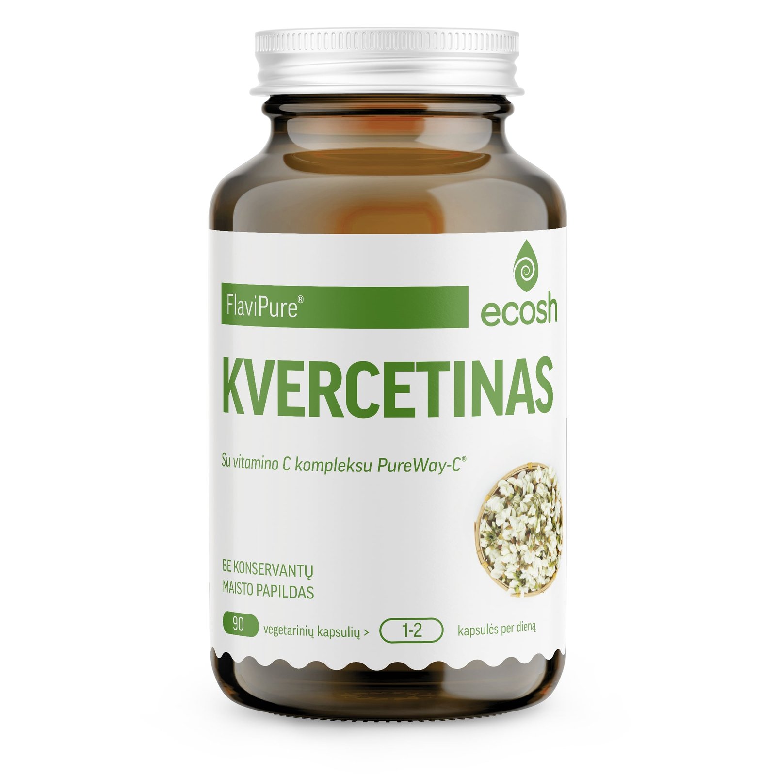 ECOSH Kvercetinas FlaviPure® su vitamino C kompleksu, 90 kapsulių