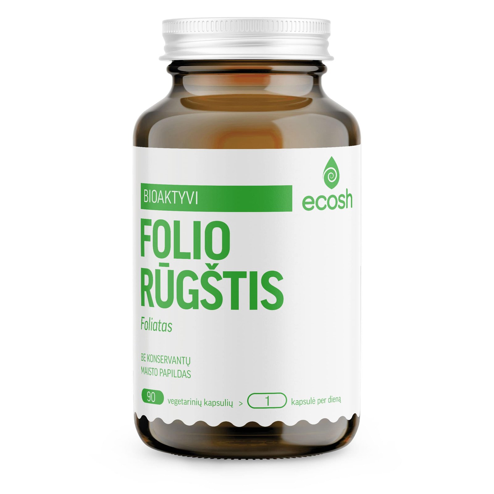 ECOSH bioaktyvi folio rūgštis (foliatas), 800µg, 90 kapsulių