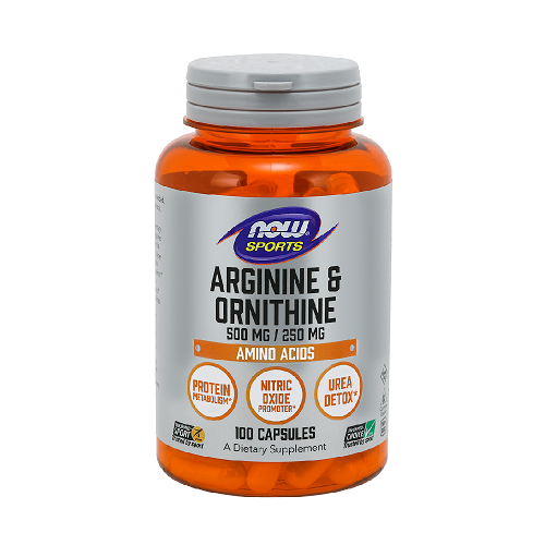 NOW Arginine & Ornithine, 100 veganiškų kapsulių