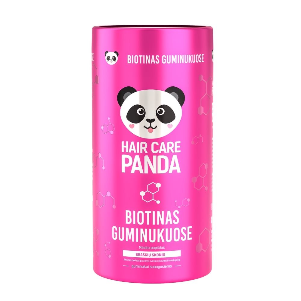 Hair Care Panda, maisto papildas, biotinas, 60 guminukų