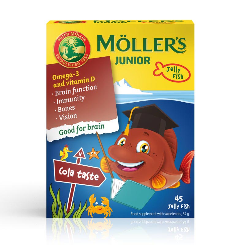 MOLLERS Junior Omega-3 (kolos skonio) želė žuvis N45