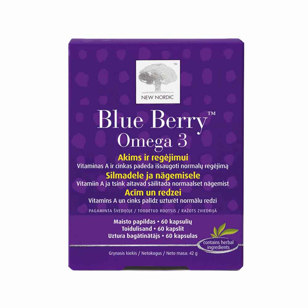 NEW NORDIC Blue Berry Omega 3 kapsulės N60