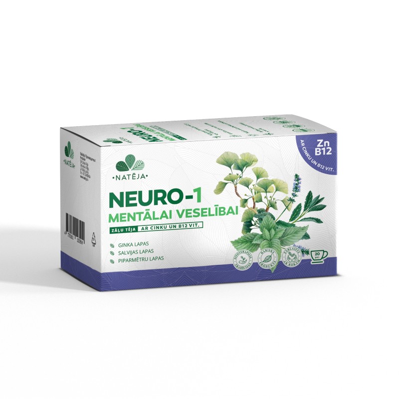 NATĒJA Neuro-1 žolelių arbata psichinei sveikatai su cinku ir vitaminu B12 N20