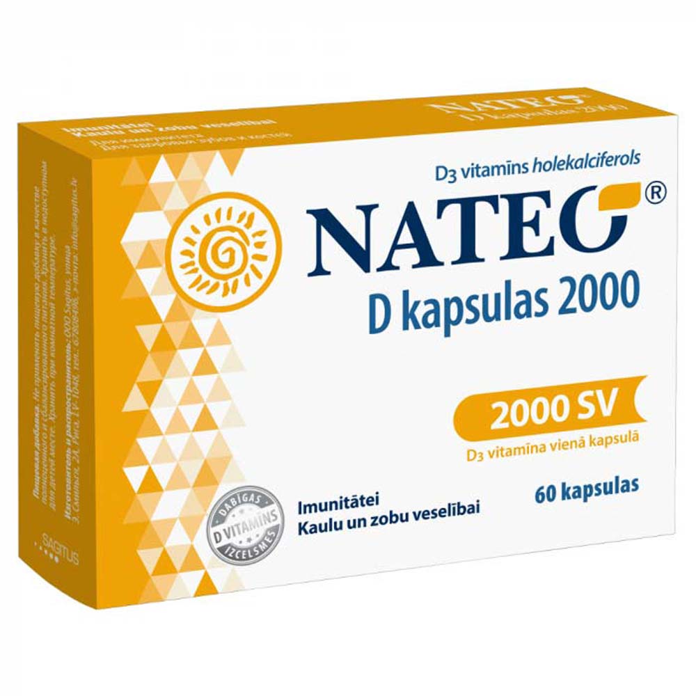 NATEO Vitamin D 2000 SV kapsulės N60