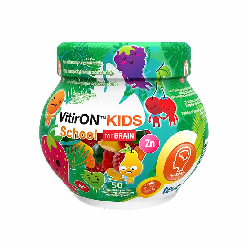 VITIRON Kids School for BRAIN kramtomosios pastilės N50