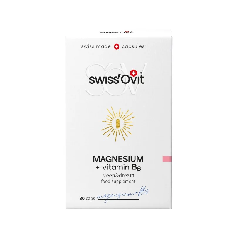 SWISS OVIT Magnis + vitaminas B6 kapsulės N30