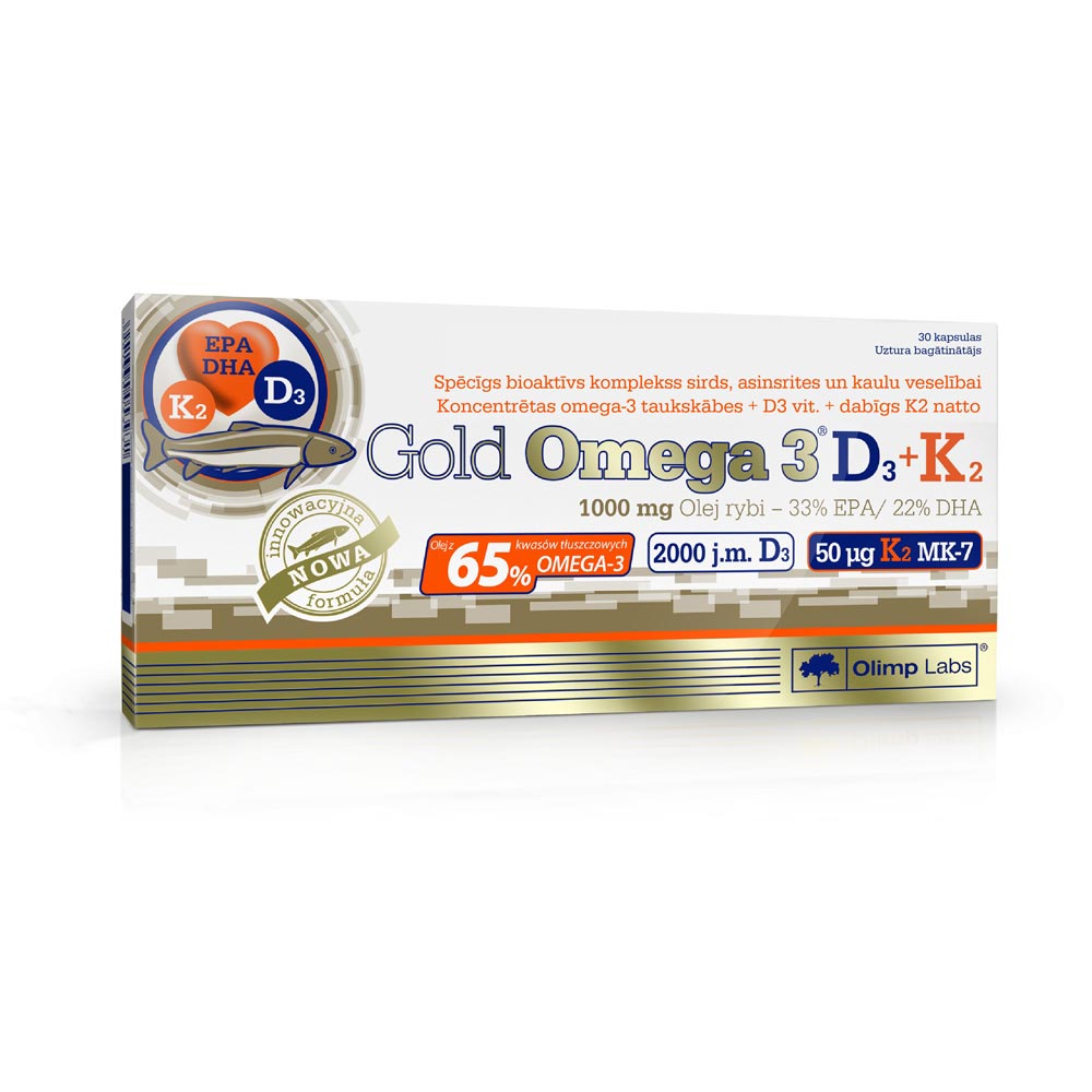 OLIMP LABS Gold Omega-3 D3+K2 kapsulės N30