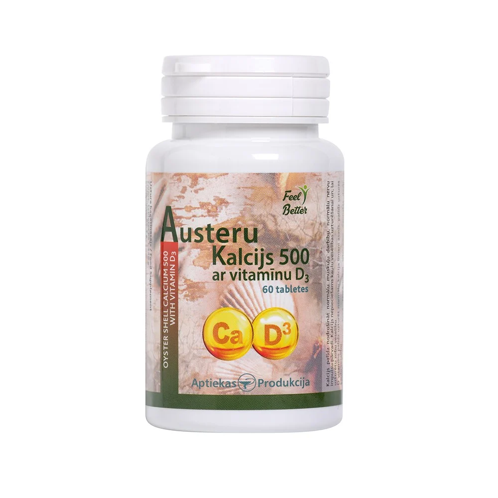 APTIEKAS PRODUKCIJA Austrių kalcis su vitaminu D3 tabletės N60