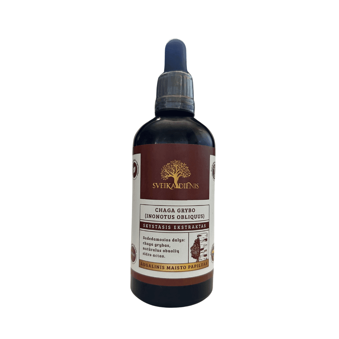 Skystasis chaga grybo ekstraktas, be alkoholio, 100 ml.