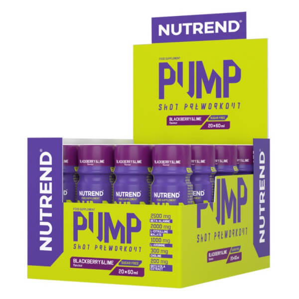 NUTREND Pump Pre-Workout Shot - 20x60ml Gervuogės/žaliosios citrinos