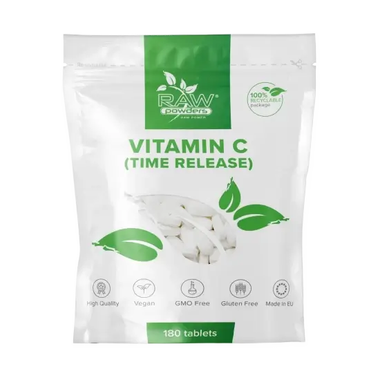 RAW POWDERS Vitaminas C 1000mg (prailginto veikimo) - 180 tabl.