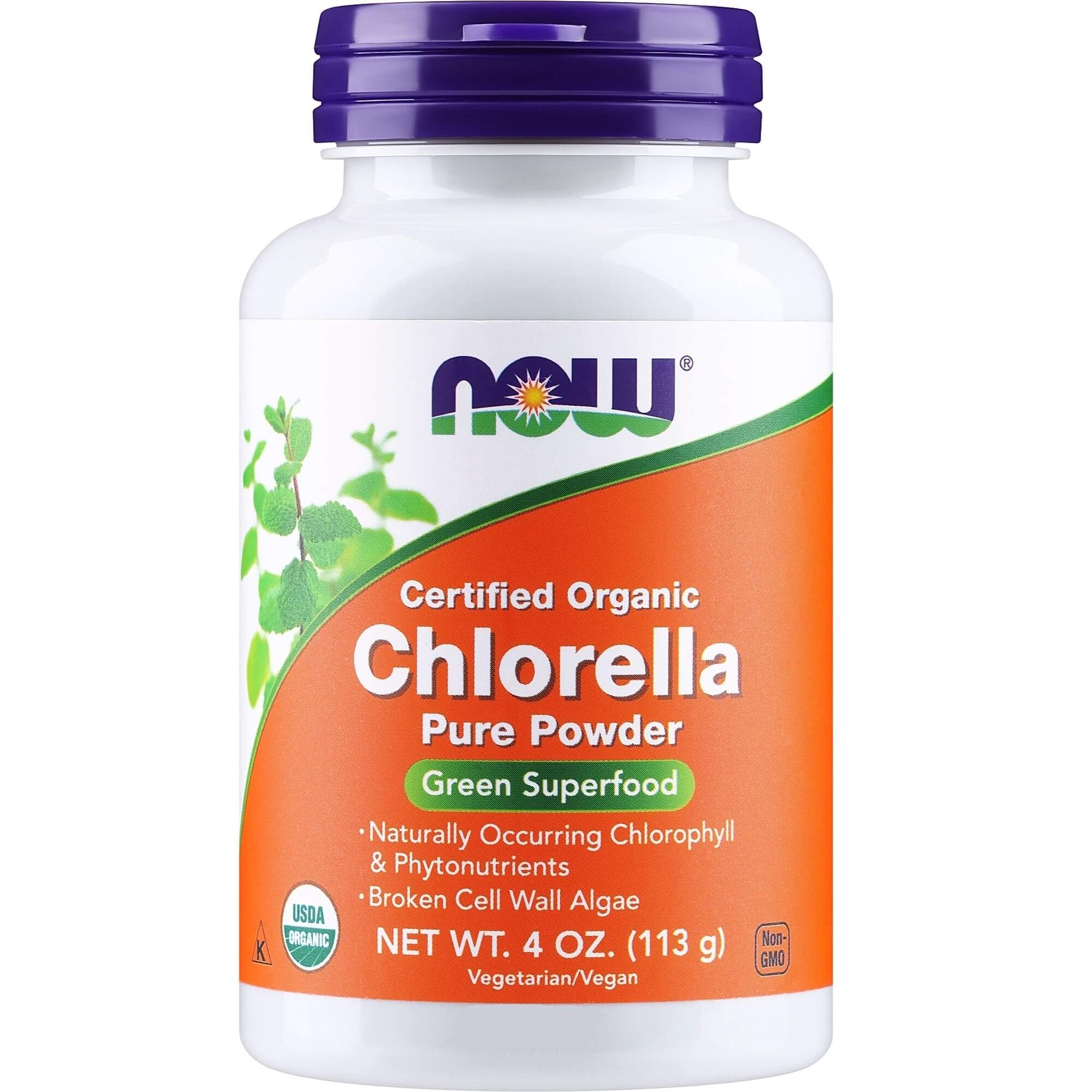 NOW Chlorella Pure Powder (ekologiški chlorella milteliai) - 113g