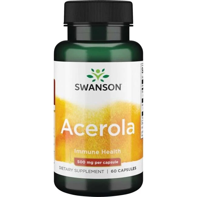 SWANSON Acerola ir Natūralus Vitaminas C - 60 kaps.