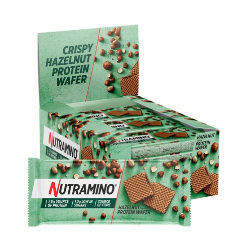 NUTRAMINO baltyminiai vafliukai - 12 x 39g (dėžutė) Lazdyno riešutai