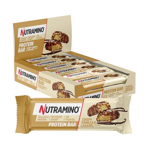 NUTRAMINO Proteino Batonėliai - 12 x 55g (dėžutė) Žemės riešutai-karamelė