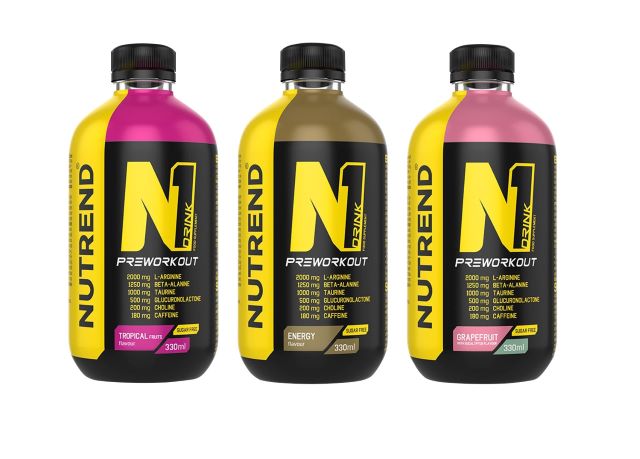 NUTREND N1 Drink PreWorkout - 8x330ml Tropiniai vaisiai