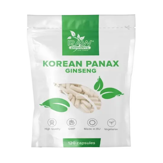 RAW POWDERS Korean Panax Ginseng (Ženšenis) - 120 kaps.