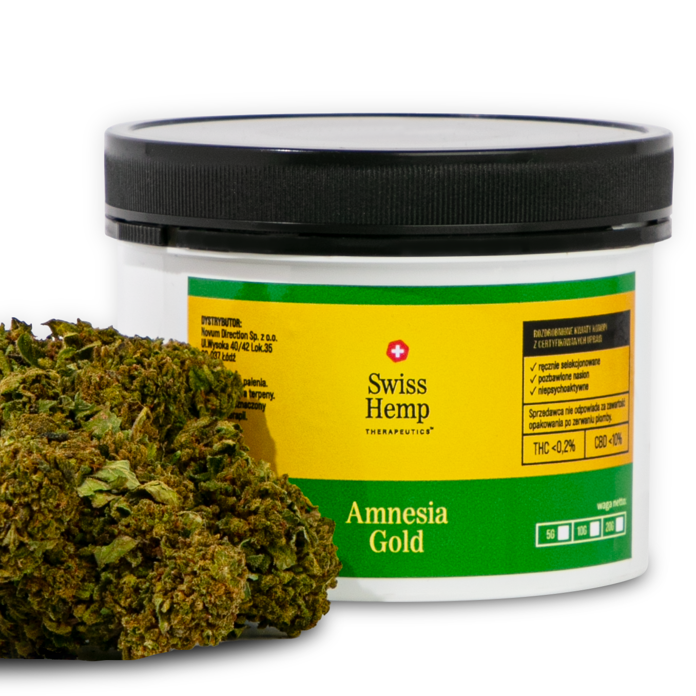 Swiss Hemp AMNESIA GOLD CBD kanapių žiedai 12%