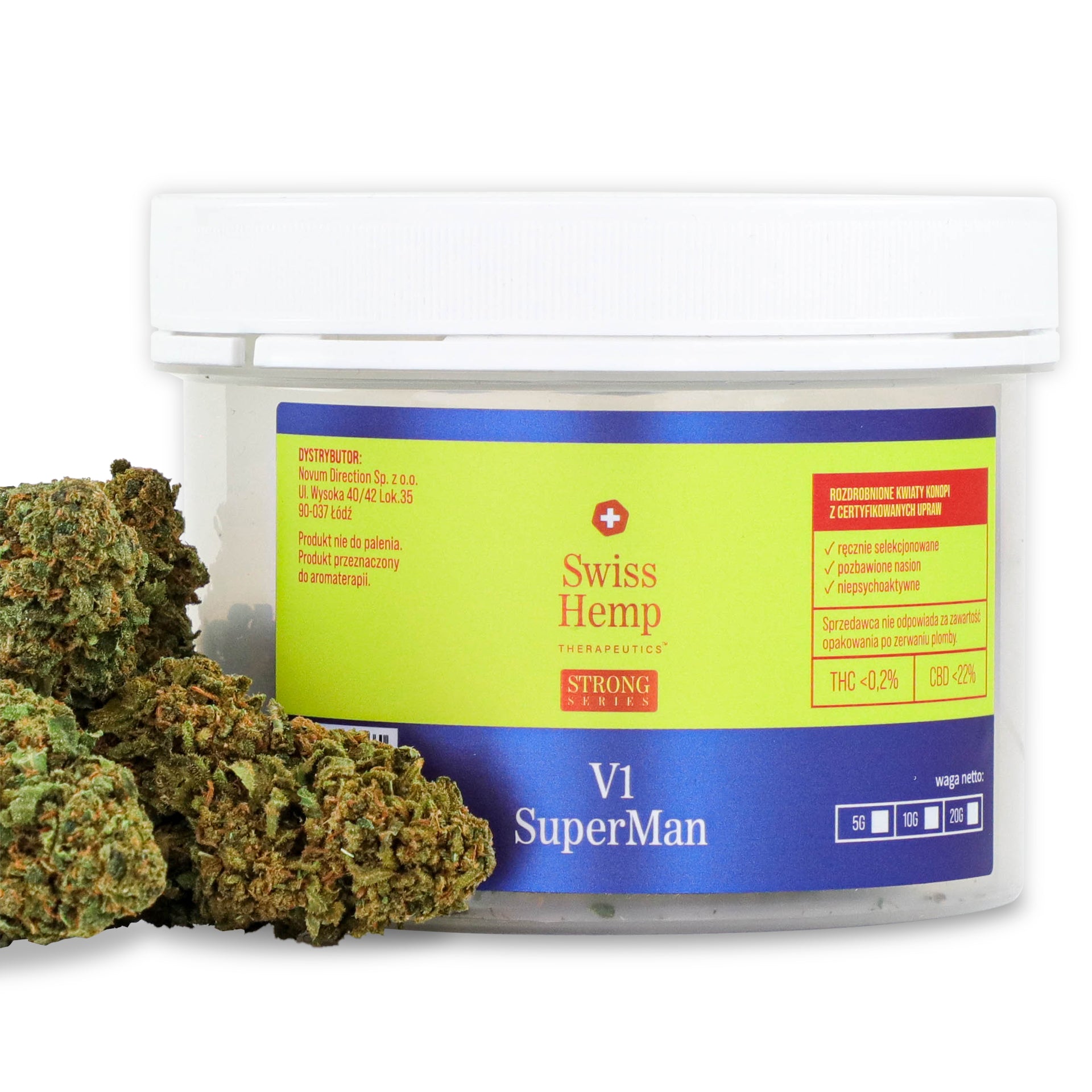 Swiss Hemp V1 SUPERMAN CBD kanapių žiedai 22%